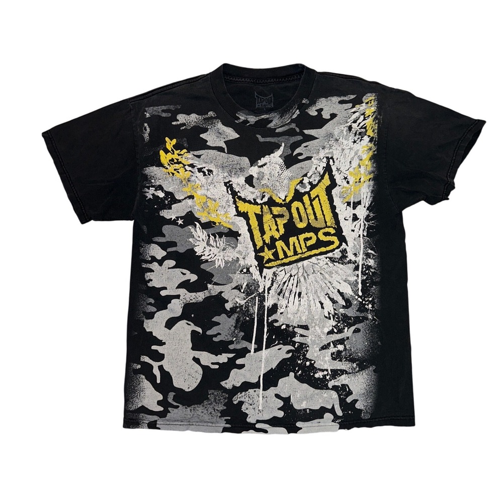 Tapout MPS Mens Graphic T-Shirt Black Camo Eagle MMA Streetwear Size Large
